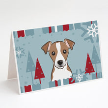 Load image into Gallery viewer, Winter Holiday Jack Russell Terrier Greeting Cards -  Blank Note Cards – 8-Pack of Artist-Designed Cards with Envelopes