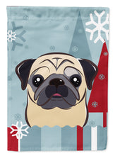 Load image into Gallery viewer, Winter Holiday Fawn Pug Flag Canvas House Size BB1758CHF