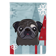 Load image into Gallery viewer, Winter Holiday Black Pug Flag Canvas House Size BB1759CHF