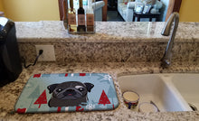 Load image into Gallery viewer, Winter Holiday Black Pug Dish Drying Mat – Absorbent, Artistic Kitchen Essentials BB1759DDM