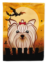 Load image into Gallery viewer, Halloween Yorkie Yorkshire Terrier Flag Canvas House Size BB1762CHF