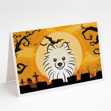 Load image into Gallery viewer, Halloween Pomeranian Greeting Cards -  Blank Note Cards – 8-Pack of Artist-Designed Cards with Envelopes