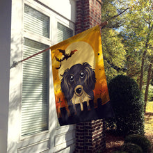 Load image into Gallery viewer, Halloween Longhair Black and Tan Dachshund Flag Canvas House Size BB1771CHF