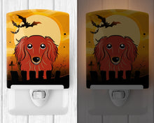 Load image into Gallery viewer, Halloween Longhair Red Dachshund Ceramic Night Light BB1772CNL