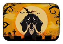 Load image into Gallery viewer, Halloween Smooth Black and Tan Dachshund Dish Drying Mat – Absorbent, Artistic Kitchen Essentials BB1773DDM