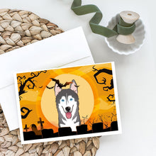 Load image into Gallery viewer, Halloween Alaskan Malamute Greeting Cards -  Blank Note Cards – 8-Pack of Artist-Designed Cards with Envelopes