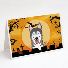 Load image into Gallery viewer, Halloween Alaskan Malamute Greeting Cards -  Blank Note Cards – 8-Pack of Artist-Designed Cards with Envelopes