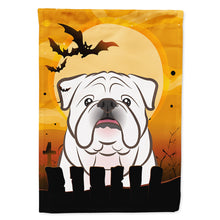 Load image into Gallery viewer, Halloween White English Bulldog  Flag Canvas House Size BB1778CHF