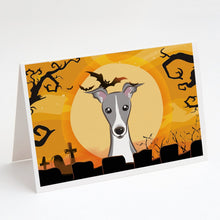 Load image into Gallery viewer, Halloween Italian Greyhound Greeting Cards -  Blank Note Cards – 8-Pack of Artist-Designed Cards with Envelopes