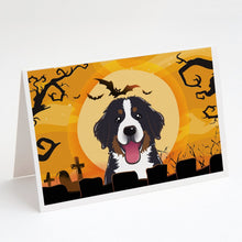 Load image into Gallery viewer, Halloween Bernese Mountain Dog Greeting Cards -  Blank Note Cards – 8-Pack of Artist-Designed Cards with Envelopes