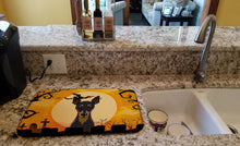 Load image into Gallery viewer, Halloween Min Pin Dish Drying Mat – Absorbent, Artistic Kitchen Essentials BB1798DDM