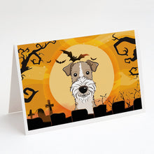 Load image into Gallery viewer, Halloween Wire Haired Fox Terrier Greeting Cards -  Blank Note Cards – 8-Pack of Artist-Designed Cards with Envelopes