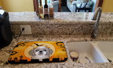 Load image into Gallery viewer, Halloween Gray Silver Shih Tzu Dish Drying Mat – Absorbent, Artistic Kitchen Essentials BB1808DDM