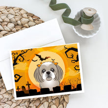 Load image into Gallery viewer, Halloween Gray Silver Shih Tzu Greeting Cards -  Blank Note Cards – 8-Pack of Artist-Designed Cards with Envelopes