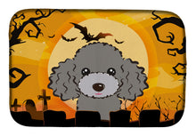 Load image into Gallery viewer, Halloween Silver Gray Poodle Dish Drying Mat – Absorbent, Artistic Kitchen Essentials BB1817DDM