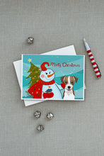 Load image into Gallery viewer, Snowman with Jack Russell Terrier Greeting Cards -  Blank Note Cards – 8-Pack of Artist-Designed Cards with Envelopes