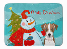 Load image into Gallery viewer, Snowman with Jack Russell Terrier Machine Washable Memory Foam Mat BB1822RUG