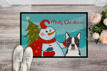 Load image into Gallery viewer, Snowman with Boston Terrier Doormat - 24x36 Decorative Floor Mat – Indoor/Outdoor Rug with Artistic Flair BB1823JMAT