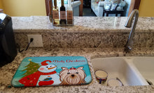 Load image into Gallery viewer, Snowman with Yorkie Yorkishire Terrier Dish Drying Mat – Absorbent, Artistic Kitchen Essentials BB1824DDM