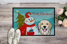 Load image into Gallery viewer, Snowman with Golden Retriever Doormat - 24x36 Decorative Floor Mat – Indoor/Outdoor Rug with Artistic Flair BB1825JMAT
