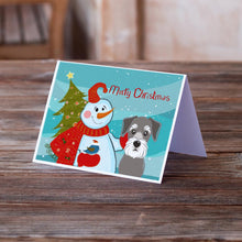 Load image into Gallery viewer, Snowman with Schnauzer Greeting Cards -  Blank Note Cards – 8-Pack of Artist-Designed Cards with Envelopes