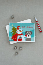 Load image into Gallery viewer, Snowman with Schnauzer Greeting Cards -  Blank Note Cards – 8-Pack of Artist-Designed Cards with Envelopes