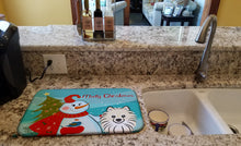 Load image into Gallery viewer, Snowman with Pomeranian Dish Drying Mat – Absorbent, Artistic Kitchen Essentials BB1827DDM