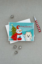 Load image into Gallery viewer, Snowman with Pomeranian Greeting Cards -  Blank Note Cards – 8-Pack of Artist-Designed Cards with Envelopes