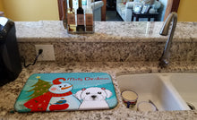 Load image into Gallery viewer, Snowman with Maltese Dish Drying Mat – Absorbent, Artistic Kitchen Essentials BB1828DDM
