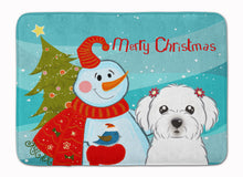 Load image into Gallery viewer, Snowman with Maltese Machine Washable Memory Foam Mat BB1828RUG