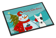 Load image into Gallery viewer, Snowman with Bull Terrier Doormat - 24x36 Decorative Floor Mat – Indoor/Outdoor Rug with Artistic Flair BB1829JMAT