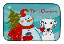 Load image into Gallery viewer, Snowman with Dalmatian Dish Drying Mat – Absorbent, Artistic Kitchen Essentials BB1830DDM