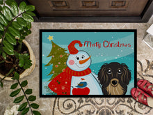 Load image into Gallery viewer, Snowman with Longhair Black and Tan Dachshund Doormat - 24x36 Decorative Floor Mat – Indoor/Outdoor Rug with Artistic Flair BB1833JMAT