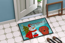 Load image into Gallery viewer, Snowman with Longhair Red Dachshund Doormat - 24x36 Decorative Floor Mat – Indoor/Outdoor Rug with Artistic Flair BB1834JMAT
