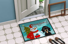 Load image into Gallery viewer, Snowman with Smooth Black and Tan Dachshund Doormat - 24x36 Decorative Floor Mat – Indoor/Outdoor Rug with Artistic Flair BB1835JMAT