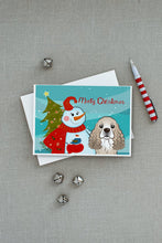 Load image into Gallery viewer, Snowman with Cocker Spaniel Greeting Cards -  Blank Note Cards – 8-Pack of Artist-Designed Cards with Envelopes