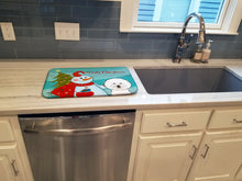 Load image into Gallery viewer, Snowman with Bichon Frise Dish Drying Mat – Absorbent, Artistic Kitchen Essentials BB1837DDM