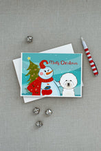 Load image into Gallery viewer, Snowman with Bichon Frise Greeting Cards -  Blank Note Cards – 8-Pack of Artist-Designed Cards with Envelopes