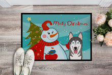 Load image into Gallery viewer, Snowman with Alaskan Malamute Doormat - 24x36 Decorative Floor Mat – Indoor/Outdoor Rug with Artistic Flair BB1838JMAT