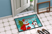 Load image into Gallery viewer, Snowman with Alaskan Malamute Doormat - 24x36 Decorative Floor Mat – Indoor/Outdoor Rug with Artistic Flair BB1838JMAT