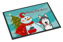 Load image into Gallery viewer, Snowman with Alaskan Malamute Doormat - 24x36 Decorative Floor Mat – Indoor/Outdoor Rug with Artistic Flair BB1838JMAT