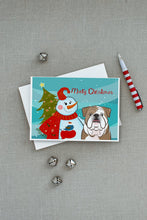 Load image into Gallery viewer, Snowman with English Bulldog  Greeting Cards -  Blank Note Cards – 8-Pack of Artist-Designed Cards with Envelopes