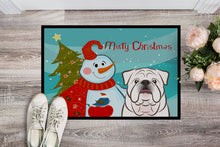 Load image into Gallery viewer, Snowman with White English Bulldog  Doormat - 24x36 Decorative Floor Mat – Indoor/Outdoor Rug with Artistic Flair BB1840JMAT