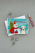 Load image into Gallery viewer, Snowman with Yellow Labrador Greeting Cards -  Blank Note Cards – 8-Pack of Artist-Designed Cards with Envelopes