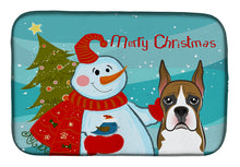 Load image into Gallery viewer, Snowman with Boxer Dish Drying Mat – Absorbent, Artistic Kitchen Essentials BB1843DDM