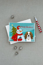Load image into Gallery viewer, Snowman with Cavalier Spaniel Greeting Cards -  Blank Note Cards – 8-Pack of Artist-Designed Cards with Envelopes