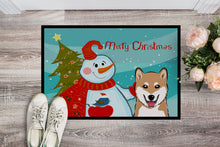 Load image into Gallery viewer, Snowman with Shiba Inu Doormat - 24x36 Decorative Floor Mat – Indoor/Outdoor Rug with Artistic Flair BB1845JMAT