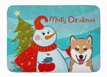 Load image into Gallery viewer, Snowman with Shiba Inu Machine Washable Memory Foam Mat BB1845RUG