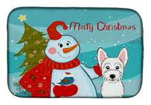 Load image into Gallery viewer, Snowman with Westie Dish Drying Mat – Absorbent, Artistic Kitchen Essentials BB1846DDM