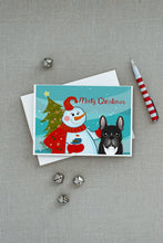 Load image into Gallery viewer, Snowman with French Bulldog Greeting Cards -  Blank Note Cards – 8-Pack of Artist-Designed Cards with Envelopes